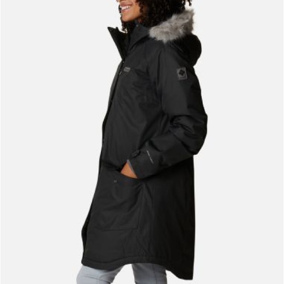 Black long Columbia winter jacket ladies size M - Picture 7 of 8